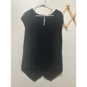 Rachel Rachel Roy Black Hi-low Short Sleeve Blouse Size XXL
